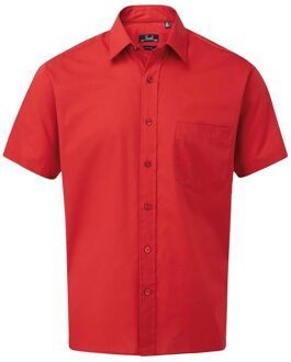 Premier Herenshirt met korte mouwen Popeline (Rood) - 18.5 inch