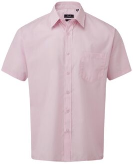 Premier Herenshirt met korte mouwen Popeline (Roze) - 16 inch