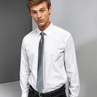 Premier Kleuren Heren Satin Clip Tie (Staal) - maat Grijs