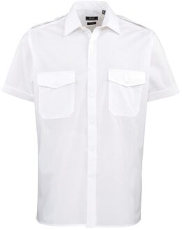 Premier Pilotenoverhemd met korte mouwen voor heren (Wit) - 18.5 inch
