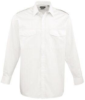 Premier Pilotenoverhemd met lange mouwen voor heren (Wit) - 15.5 inch