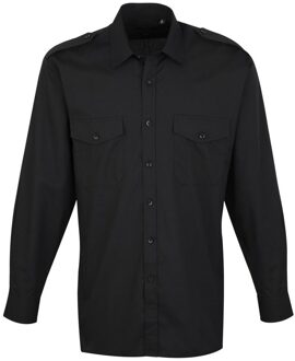 Premier Pilotenoverhemd met lange mouwen voor heren (Zwart) - 17.5 inch