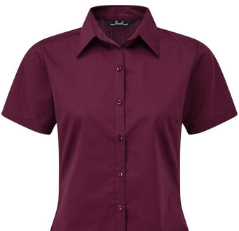 Premier Popeline blouse met korte mouwen / Gewoon werkoverhemd (Aubergine) Paars - EU 38 / UK 10