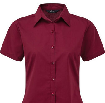 Premier Popeline blouse met korte mouwen / Gewoon werkoverhemd (Bourgondië) Bourgogne - EU 34 / UK 6