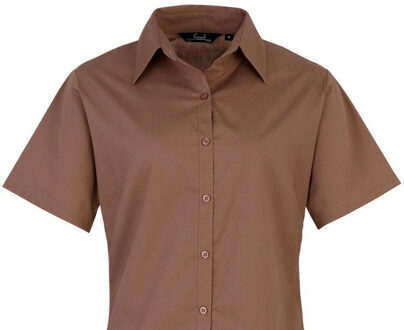 Premier Popeline blouse met korte mouwen / Gewoon werkoverhemd (Bruin) - EU 54 /UK 26
