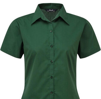 Premier Popeline blouse met korte mouwen / Gewoon werkoverhemd (Fles) Groen - EU 38 / UK 10