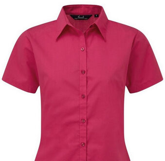 Premier Popeline blouse met korte mouwen / Gewoon werkoverhemd (Heet Roze) - EU 36 / UK 8