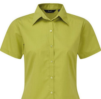 Premier Popeline blouse met korte mouwen / Gewoon werkoverhemd (Kalk) Limoengroen
