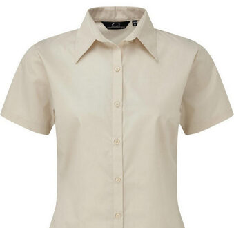 Premier Popeline blouse met korte mouwen / Gewoon werkoverhemd (Natuurlijk) Naturel - EU 48 / UK 20