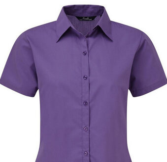 Premier Popeline blouse met korte mouwen / Gewoon werkoverhemd (Paars) - EU 52 / UK 24
