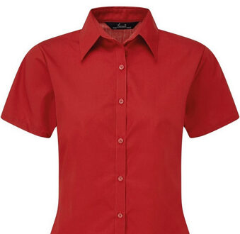Premier Popeline blouse met korte mouwen / Gewoon werkoverhemd (Rood) - EU 48 / UK 20