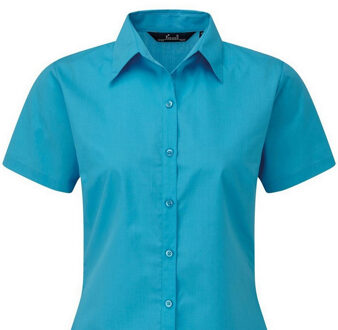 Premier Popeline blouse met korte mouwen / Gewoon werkoverhemd (Turquoise) - EU 44 / UK 16