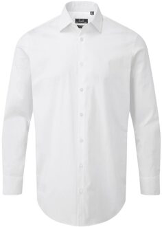 Premier Popeline stretch overhemd met lange mouwen voor volwassenen (Wit) - XS