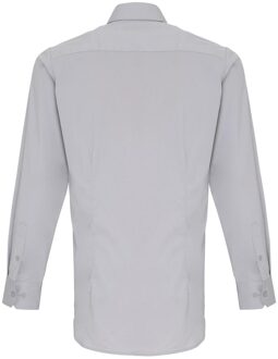 Premier Popeline stretch overhemd met lange mouwen voor volwassenen (Zilver) - 4XL
