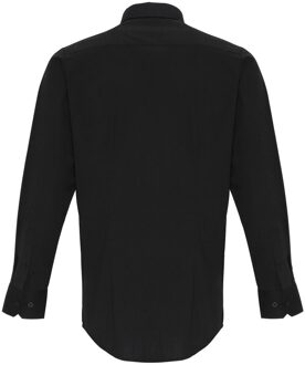 Premier Popeline stretch overhemd met lange mouwen voor volwassenen (Zwart)