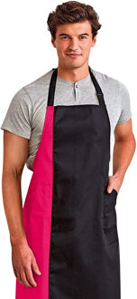 Premier Uniseks Contrast Werkkleding Slabberschort (Zwart / Heet Roze) - One Size