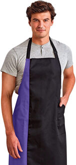 Premier Uniseks Contrast Werkkleding Slabberschort (Zwart / Paars)