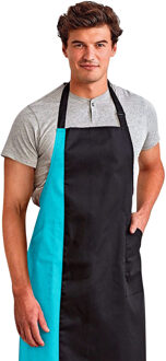 Premier Uniseks Contrast Werkkleding Slabberschort (Zwart / Turkoois) Zwart/blauw - One Size