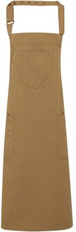 Premier Unisex Chino Cotton Bib Apron (Khaki) Kaki