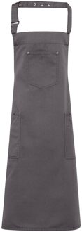 Premier Unisex Chino Cotton Bib Apron (Staal) Grijs