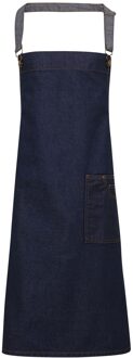 Premier Unisex Volwassenen District Waxed Look Denim Bib Apron (Indigo Denim) Indigoblauw