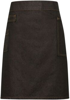 Premier Unisex Volwassenen Divisie Waxed Look Denim Waist Apron (Zwart/Tan Denim) Zwart/bruin