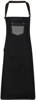 Premier Unisex Volwassenen Divisie Waxed Look Faux Leather Denim Bib Apron (Zwarte denim) - One Size