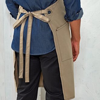 Premier Unisex Volwassenen Gerst Duurzaam Volledig Schort met Contraststiksel (Kaki/Bruin) - One Size