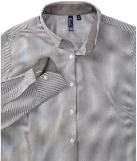 Premier Vrouwen/dames Katoen Rijke Oxford Stripe Blouse (Wit/Grijs) - L