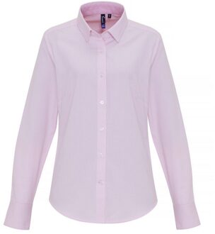 Premier Vrouwen/dames Katoen Rijke Oxford Stripe Blouse (Wit/Roze) Roze en wit - XS