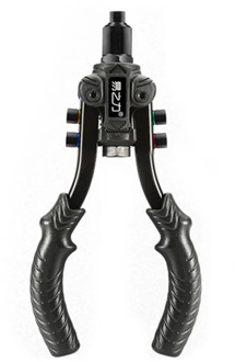 Premium 3 in 1 Heavy Duty Riveter with 5 Replaceable Nosepieces Hand Riveter for Plastic Metal Leather Tools