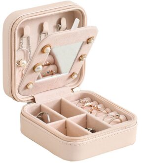 Premium 3-Layer Flanel Sieraden Organizer Box Kettingen Oorbellen Ringen Storage Case Grote Capaciteit Met Slot Voor Vrouwen roze s