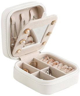 Premium 3-Layer Flanel Sieraden Organizer Box Kettingen Oorbellen Ringen Storage Case Grote Capaciteit Met Slot Voor Vrouwen wit s