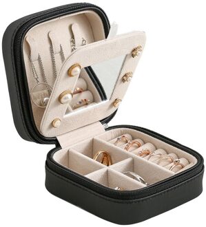 Premium 3-Layer Flanel Sieraden Organizer Box Kettingen Oorbellen Ringen Storage Case Grote Capaciteit Met Slot Voor Vrouwen zwart s