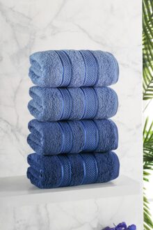 Premium 4 Stuks Handdoek Set Handdoeken En Gezicht Handdoeken 100% Katoen Turkse Luxe Super Zacht En Zeer Absorberend handdoeken blauw
