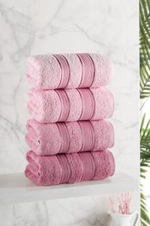 Premium 4 Stuks Handdoek Set Handdoeken En Gezicht Handdoeken 100% Katoen Turkse Luxe Super Zacht En Zeer Absorberend handdoeken roze
