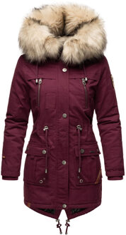 Premium Dames Winterjas Honigfee – Warme Parka met Afneembare Kunstbontkraag Rood - XS