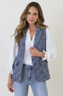 Premium Elegant Gilet Tweed Blauw Marineblauw