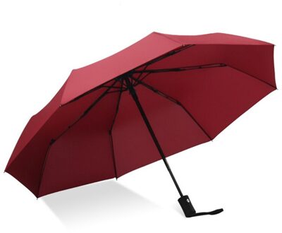 Premium Heren Volautomatische Paraplu Opvouwbare 8 Ribben Winddicht Opvouwbare Paraplu Zwart Windbestendig Paraplu Regen Vrouwen rood