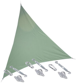 Premium kwaliteit schaduwdoek/zonnescherm Shae driehoek groen 3 x 3 x 3 meter met ophanghaken