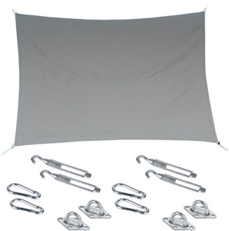 Premium kwaliteit schaduwdoek/zonnescherm Shae rechthoekig beige 2 x 3 meter met ophanghaken