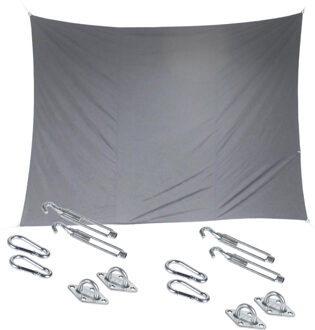 Premium kwaliteit schaduwdoek/zonnescherm Shae rechthoekig grijs 3 x 4 meter met ophanghaken