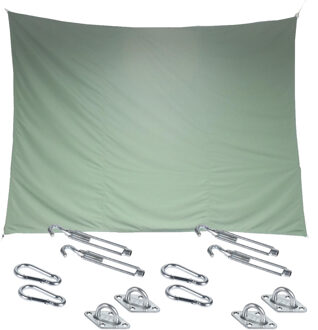 Premium kwaliteit schaduwdoek/zonnescherm Shae rechthoekig groen 3 x 4 meter met ophanghaken