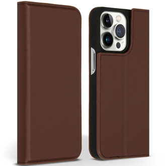 Premium Leather Slim Book Case voor Apple iPhone 13 Pro Telefoonhoesje Bruin