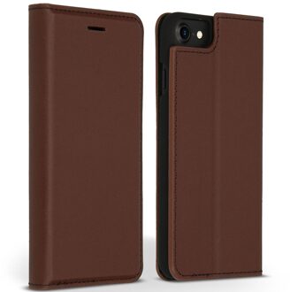 Premium Leather Slim Book Case voor Apple iPhone SE (2022 / 2020) / 8 / 7 / 6(s) Telefoonhoesje Bruin