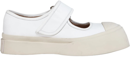 Premium Leren Mary Jane Sneakers Marni , White , Dames - 38 Eu,39 EU
