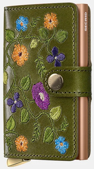 Premium Miniwallet Stitch pasjeshouder floral olive Groen - No Size