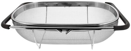 Premium Over De Spoelbak Rvs Ovale Vergiet Met Fijne Mesh 6 Quart Zeef Mand & Expandable Rubber Grip hand