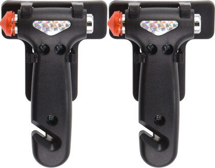 Premium Parts Veiligheidshamer met gordelsnijder - 2x - incl. houder - zwart - noodhamer