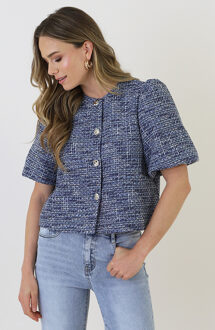 Premium Pofmouw Jacket Tweed Blauw
